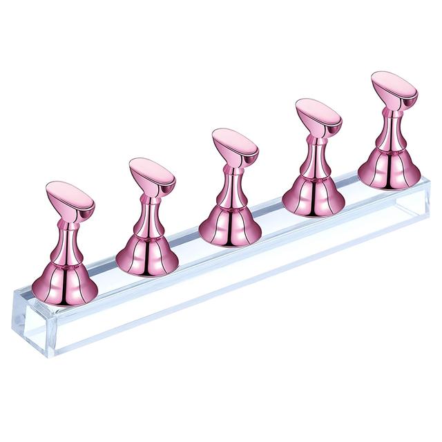 TEMU Acryl Nagel Display Ständer für Nagelkunst, Magnetischer Übungshalter mit wiederverwendbarem Klebstoff, für künstliche Nagelspitzen Trimmer Werkzeug (Pink)