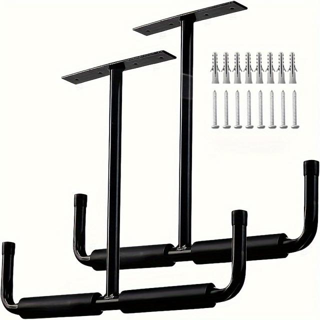 TEMU 2-pack Heavy-duty Metal Storage Hooks, Wall/ceiling Mount, Contemporary Style, Anti-slip, Garage Organization Solution, Ideal For Autumn & Winter, Christmas & Halloween Gifts