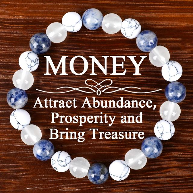 TEMU Handcrafted Lapis & White Turquoise Bead Bracelet-jewelry Gift For Men& Women, Perfect Valentine's Day Jewelry Gift