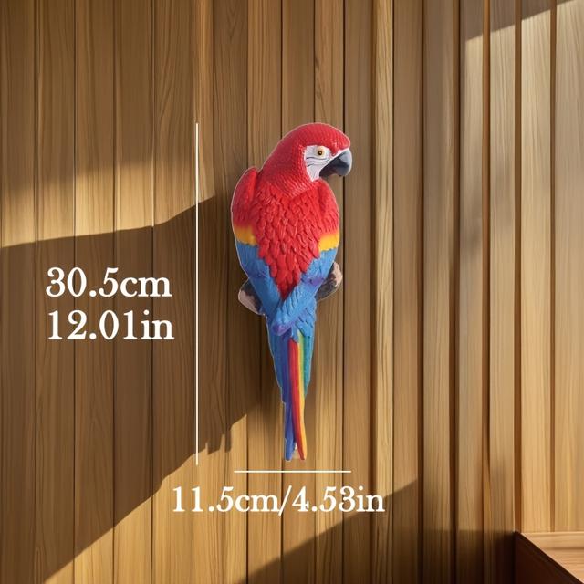 TEMU 1pc, 3d Parrot Statue, Outdoor Resin Ornament, Trunk Decoration, Designed Sculpture, Perfect For Home And Outdoor Decor, Gift
