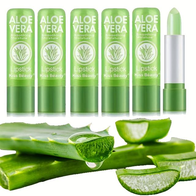 TEMU 5-pack Magisk Temperaturfärgskiftande Aloe Vera Läppstift - Temperaturkänslig Läppglans & Balsam, Långvarig Hydrering, Näringsrik Fuktkräm för Alla Hudtyper (Förpackningsvärde)