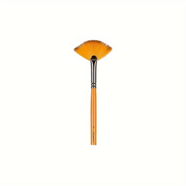 TEMU Pottery Soft Hair Fan-shaped Brush - Lightweight Wooden Diy Ceramic Painting Brush For Large-area Coloring, Glaze Hydration Tool, Water Absorption,