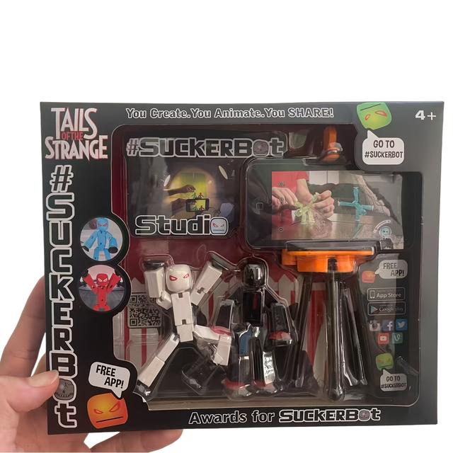 TEMU 2pcs Suction Figures - White & Black Movable Toy Dolls With , Perfect For Parties, Birthdays & Collectible Gifts