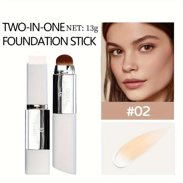 TEMU 2-in-1 Color-changing Foundation Stick With Temperature-sensitive Color Adjustment, Concealing Blemishes And Providing A Base For Makeup, Includes A Makeup Brush