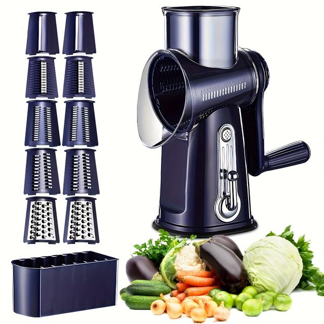 TEMU Multifunctional Hand Cranked Vegetable Slicer | Bigpets Kitchen Rotary Chopper, Easy To , , And Cut Vegetables, Detachable For Washing, Safe And , Made Of Abs Material