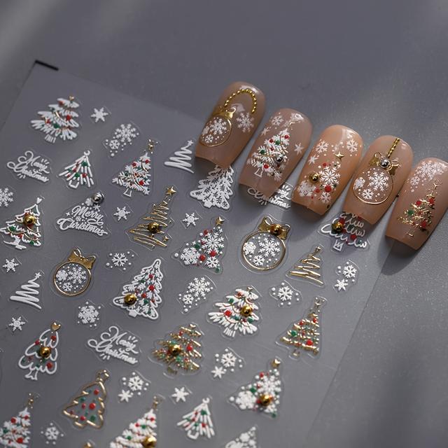 TEMU Weihnachts-Nagelkunst-Aufkleber, Selbstklebende Weihnachtsbaum-Schneeflocken-Design Nagelkunst-Decals für DIY oder Nagelstudios, Weihnachtsfeier-Geschenke, Weihnachts-Nagelaufkleber