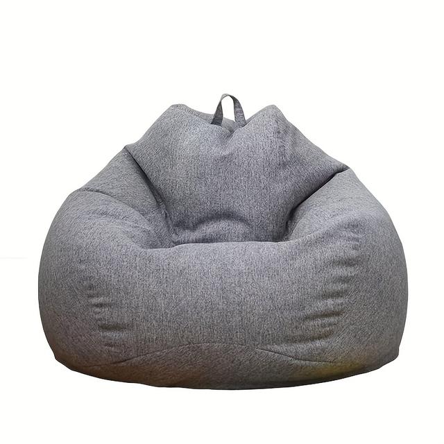 TEMU モダンビーズクッションソファビーンバッグチェア - カバー付き、グレーのリビン・寝室・ホームオフィス用 - 洗濯機対応耐久性ポリプロピレン詰め物、コンパクトな座り心地＆ラウンジデコレーション、テクスチャード生地デザイン、やわらかいカバー