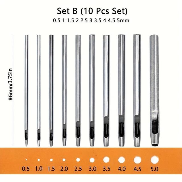 TEMU 10er-Pack -Kunstleder Locher Set - Rundschneider, geeignet für Uhrenarmbänder, Gürtel und Papierbastelarbeiten, mit glatter Kantenform