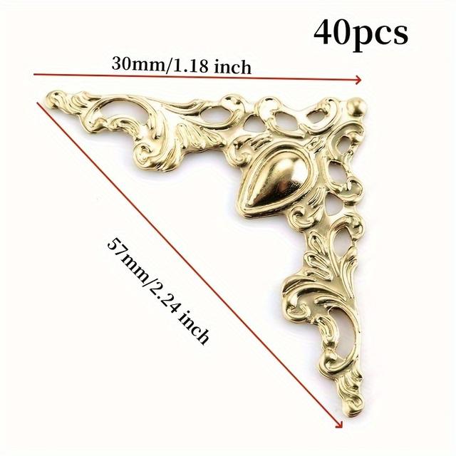 TEMU Set Of 40 Metal Corner Brackets In , Ideal For Protecting And Decorating Notebook Covers, Photo Frames, And Furniture
