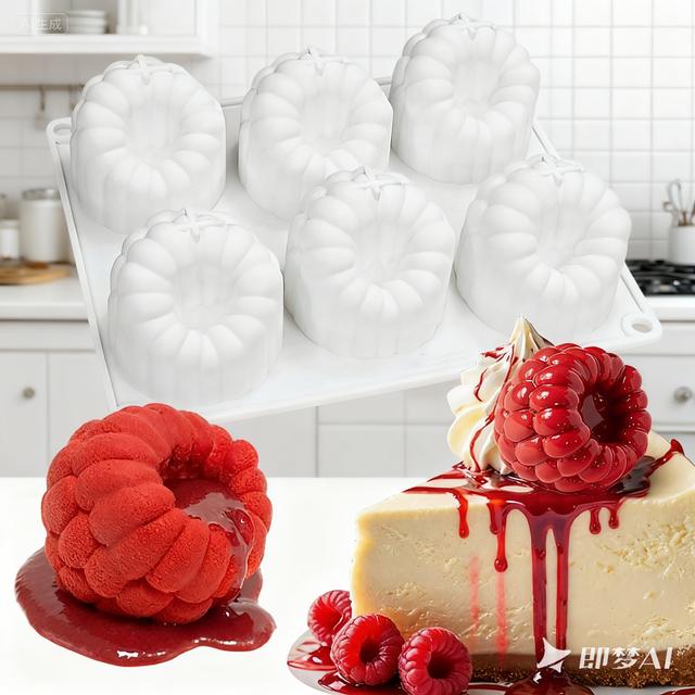 TEMU 6-hole Cake Mold, -grade Silicone Mold For Baking, 3d Raspberry Pudding Cake, Silicone Mold, Dessert Chocolate Mold, Fruit Cake Decoration Tool, Baking Mold