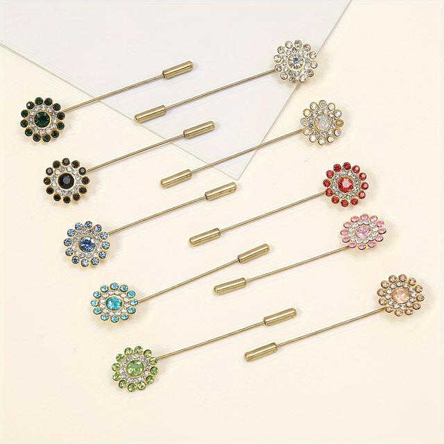 TEMU 10 Piezas de Broche de con Capa de Flores y Cristales, Accesorio para Bufanda o Clip