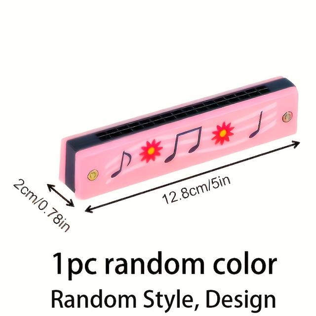 TEMU 1pc 12 Styles Harmonica For Kids, Lightweight Cartoon Harmonica With Double Row Of 16 Holes, Harmonica For Kids, Adult Beginners' Musical Instrument Toy Gift