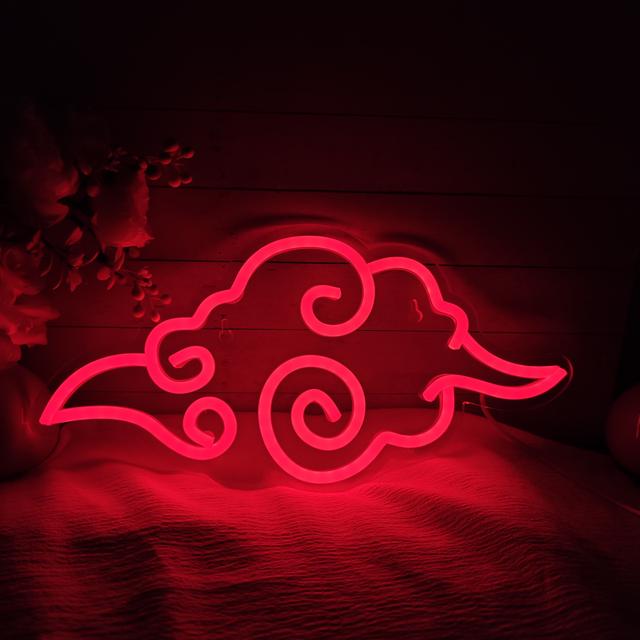 TEMU Anime Style Red Cloud Led Neon Sign - Usb-powered Wall With -controlled Single-color (no /no Rgb), Anime Decoration For Bedroom, Gaming Room, Cave - Perfect Gift For,, , -