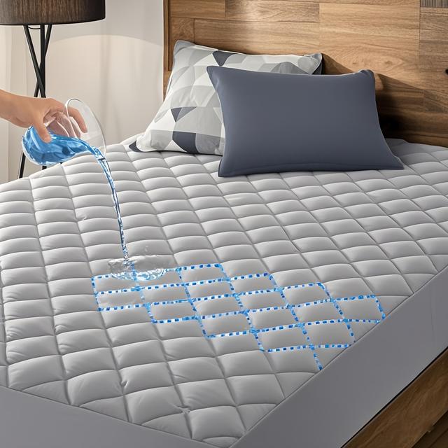 TEMU Mattress Protector Waterproof Quilted Fitted Waterproof Mattress Pad Topper With 8-21 Inches Deep Pocket Noiseless Bed Cover Padded, Machine Washable