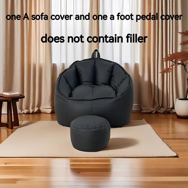 TEMU 1 Sofa Cover, 1 Footrest Cover, Does Not Filling. Technology Cloth Shell Model Lazy Sofa, Comfortable Lazy Chair For Living Room, Bedroom And Balcony