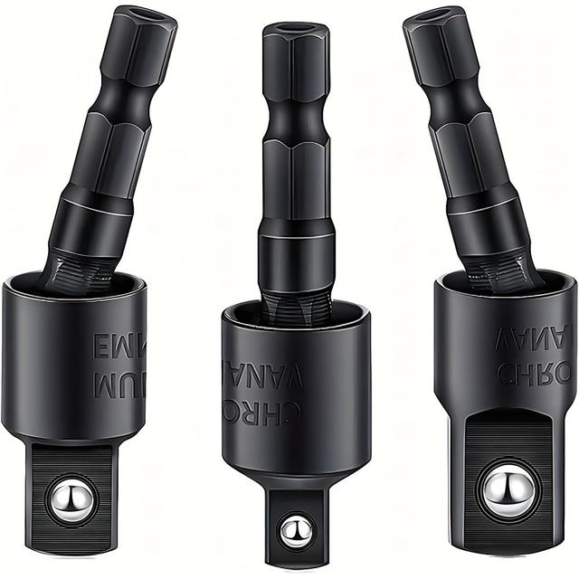 TEMU 3pcs Asdtodw Drill Sockets Adapter Set, 360° Rotatable Hex Shank Impact Driver Socket Adapters, Square Head Style, Break Resistant, With No For 1/4", 3/8", 1/2"
