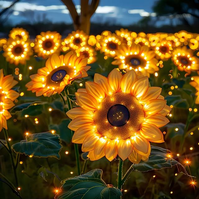 TEMU Solar Lights Outdoor Garden Decor: 3 Pack Of 9 Sunflower Solar Lights For Outside, Artificial Sunflower Led Solar Flowers Outdoor, Pathway Landscape Yard Decorations, Unique Gift For Women