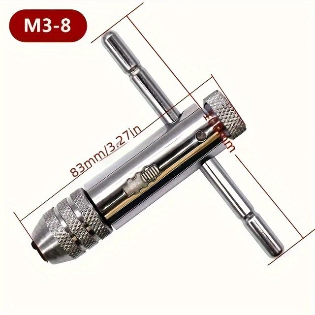 TEMU Ratchet Tap Winch Positive And Reverse Adjustable T-shaped Extension Tap Reaming Hand Tapping Hand Winch Wrench Tool.m3-m8