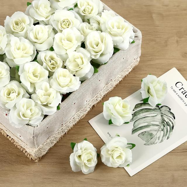 TEMU 30pcs Fabric Mini Artificial Roses, 4cm/1.6in Fabric Flowers For Wedding, Engagement, Home Decor, Crafts, Bride Shower, Day, Easter, Hanukkah, Thanksgiving - No Electricity Or Battery Needed