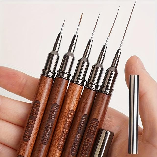 TEMU 5pcs Set Of Handle Nail Brushes - Odorless, Brushes, Suitable For Professional Nail Art, Carving Design, Nail Products