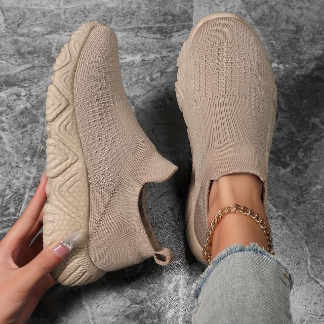 TEMU Chaussures de marche à enfiler pour femmes, baskets légères et confortables en mesh respirant, chaussures de sport avec semelle texturée, style décontracté pour un usage quotidien