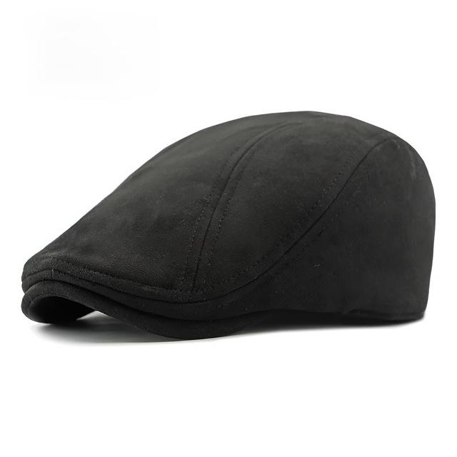TEMU [elegant ] Classic Beret Hat In Brown, Black, Olive Green, And Dark Gray - Elegant British Style, 100% Polyester, Pvc-coated For Durability, Hand Or Only - , Adjustable Hat