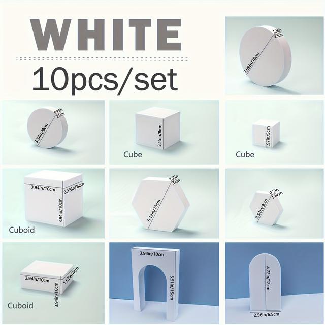 TEMU 8 stuks/10 stuks Geometrische Props Set voor Fotografie, EVA Hard Foam Flat Lay Fotoaccessoires voor Sieraden & Cosmetica - Veelzijdige Vormen en Hoeken