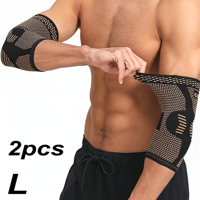 TEMU 2pcs Copper Fiber Elbow Brace For , Arm Elbow Support Compression Sleeves For Tennis, Golfer, Warmth, Weightlifting, Fitness, Workout