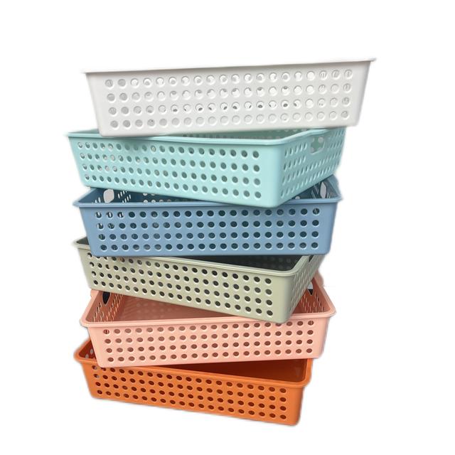 TEMU Ein Set aus 6 bunten Kunststoffkörben, tragbare Büro- Küchenablagekörbe, Spielzeugaufbewahrungsboxen, multifunktionale Sortierboxen, einfach zu organisieren, Regalkörbe