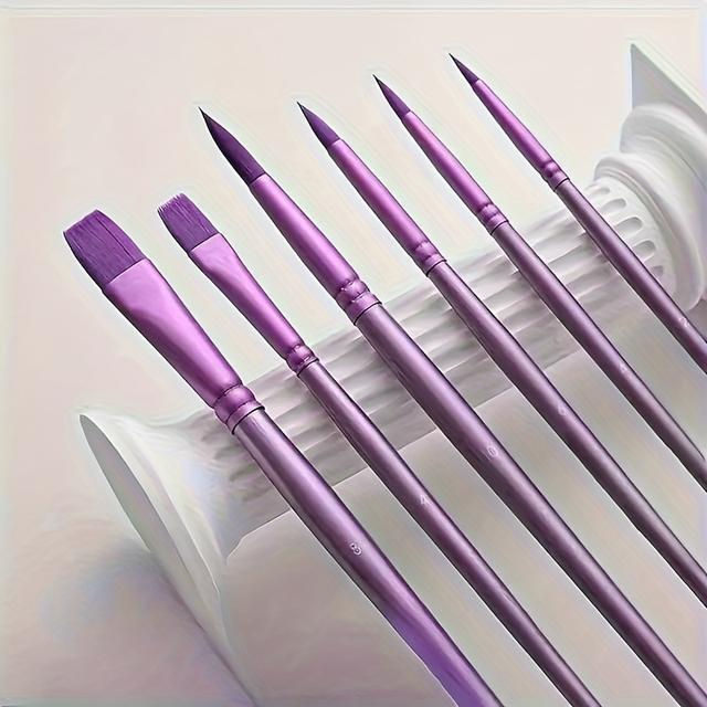 TEMU Set Of 6 Premium Professional Brushes Suitable For Watercolor, Acrylic, And Oil Painting