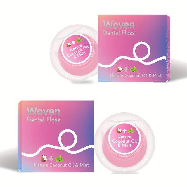 TEMU DR. EMMA Zahnseide mit Kokosöl – Gewebte Nylon-Zahnpflege-Seide mit natürlichem Minzgeschmack, 33 Yards zur Plaque- und Kariesprävention