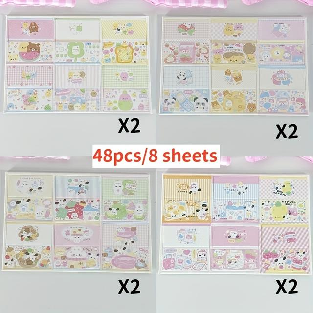 TEMU 48pcs/8장 원본 만화 미니 더블 사이드 카드 홀더 러브 비ーン즈 소형 카드 포장 재료 별빛 액세서리 선물 카드 포장