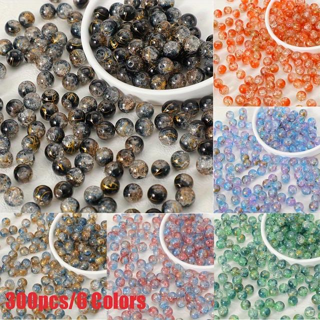 TEMU 300pcs 10mm Crackle Glass Beads 6 Colors Assorted Round Beads For Bracelet Necklace Earring & Diy Crafts Jewelry Making