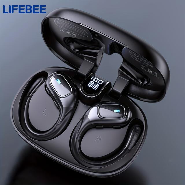 TEMU Új vezeték nélküli fülhallgatók futáshoz és sportoláshoz - LIFEBE, Fülpántos fejhallgató tiszta basszussal, kettős LED-kijelzővel, zajszűrő mikrofonnal ellátott fülhallgató