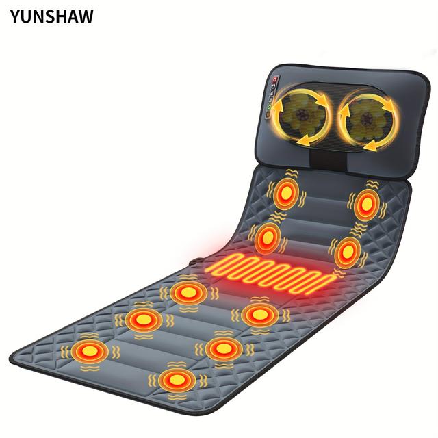 TEMU Yunshaw Full Body Massage Mat With Shiatsu Neck Massager, 3d Lumbar Traction & 10- Motor - Full-body For Back, Waist, Hip & Leg - Massage Chair Mat For Use, Suitable For Women/men