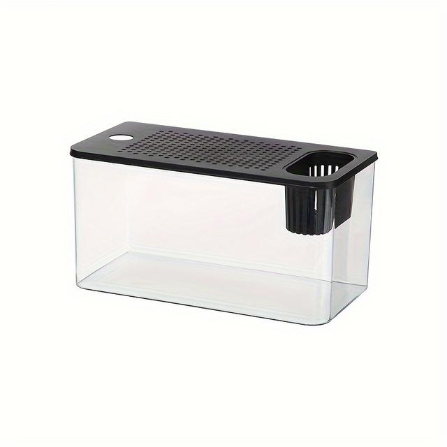 TEMU Large Transparent Desktop Aquarium With Cover - Abs+pet, & Turtle , Diy High-quality Landscape, Adjustable Top For