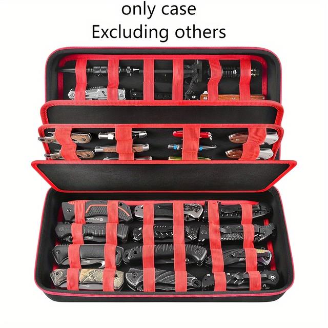 TEMU Premium Knife Display Case - Holds 64+ Pocket & Folding Knives, Durable Pe Material, Ideal For Collectors, Sports Enthusiasts, And