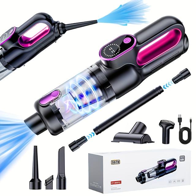 TEMU Handheld Car And Home Wireless Vacuum Cleaner | 2-in-1 Blower And Suction, High Power, Mini Compact, Dry And Wet Use, Usb Charging, 16 Kpa