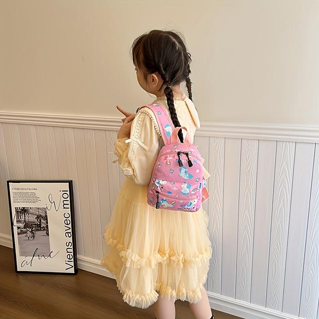 TEMU New Backpack Made Of Oxford Cloth Featuring Cartoon Dinosaur And Unicorn Designs (random Patterns) Suitable For Preschoolers (recommended Under 5 And Height Under 1 Meter)