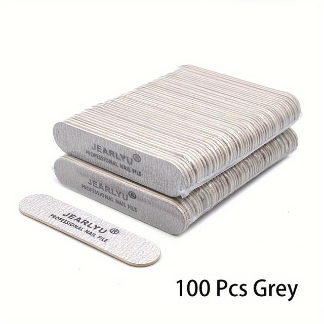 TEMU 100pcs/lot Reuse Double Sided Grey Sandpaper Nail File Block Mini Stright Wood Nails Grit 100/180 Manicure For Carpentry/salon