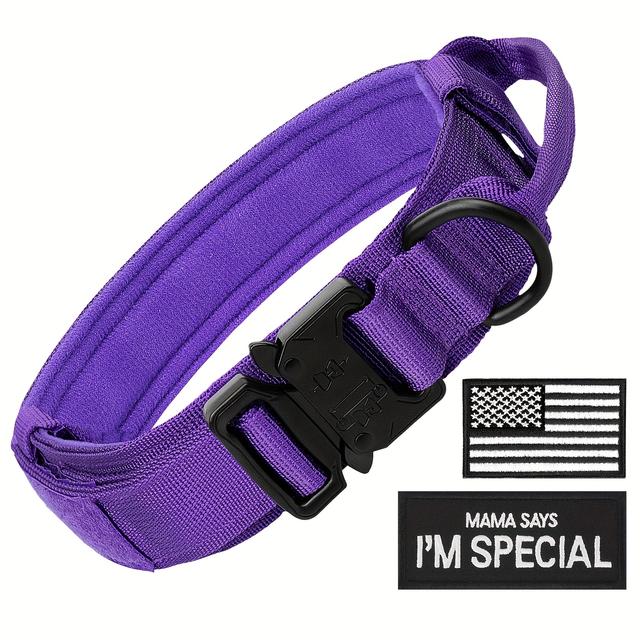 TEMU Zware hondenriem met handvat, verstelbare maat, zware riem met 2 trainingsklittenbandsluitingen, combinatie, 12 kleuren, 3 maten beschikbaar