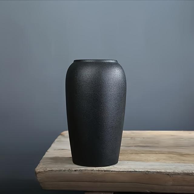 TEMU Ceramic Cylinder Vase | Suitable For Fresh Or Dried Flowers, Classic And Durable, Ideal For Home, Office, Bedroom Decor, Perfect For Halloween Decorations