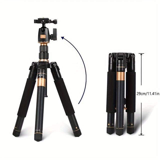 TEMU 1pc Qzsd Aluminum Alloy Tripod With Ball Head, 59 Inch Portable Camera Stand, Lightweight Travel Tripod With Detachable Monopod Function, For Dslr, Mirrorless, And Smartphone Photography