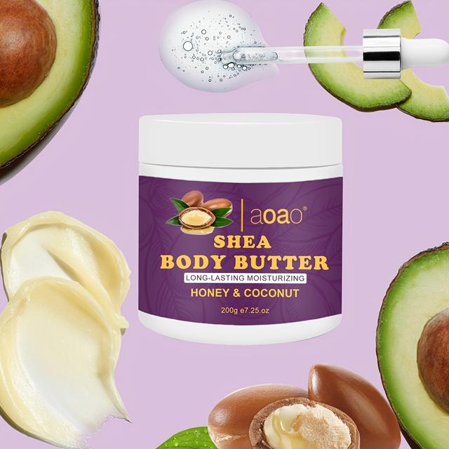 TEMU Aoao Shea Butter Body Butter With Coconut Oil, Vitamin E & Honey - Hydrating Light Beige Tightening Cream For All Light Beige Types, Hypoallergenic Moisturizer With Shea, Coconut & Oils