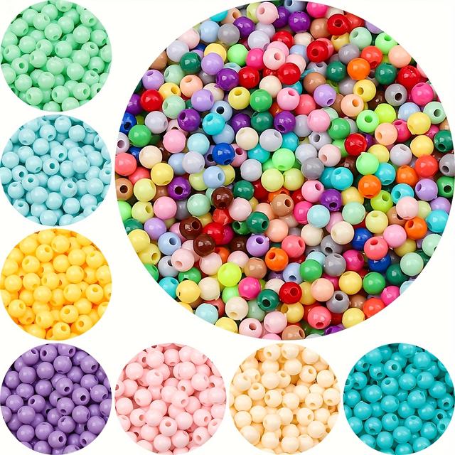 TEMU 600 Multicolored 4mm Plastic Beads - Vibrant , Suitable For Jewelry, Crafting, Bracelets, Necklaces, And Phone Charms