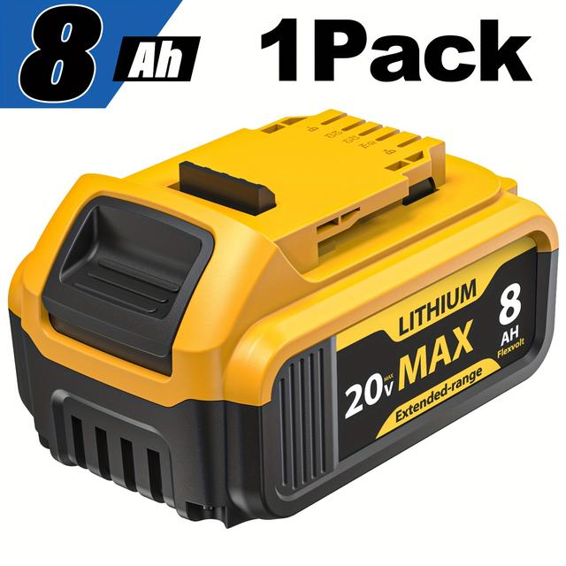 TEMU 1pack 20v 8.0ah Lithium Battery Replacement Battery For 20v Compatible With For Battery Dcb200 Dcb201 Dcb206 Dcb210 Dcb203 Apply To 20v And Cordless Power Tools