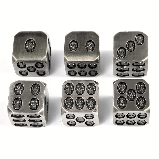 TEMU Metallwürfel-Set, 6er Metall-Polyeder-Würfelsatz mit Geschenk-Metallschachtel und goldenen Zahlen, für Weihnachten, Halloween, Erntedankgeschenke,