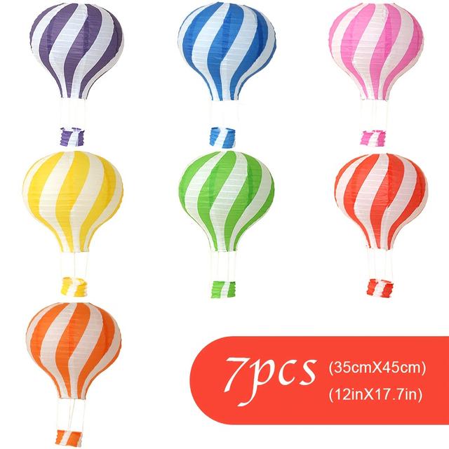 TEMU 7pcs 12in Colorful Lollipop Hot Air Balloon Paper Lantern Set, Foldable, Reusable, Suitable For Party Decorations, Christmas, Weddings And Birthdays