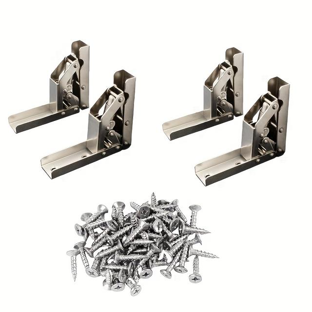 TEMU 4pcs 90-degree Folding Hinges, No-drill Bridge Hinges, 180-degree Flat Spring Folding Hinge Hardware, Without Grooving
