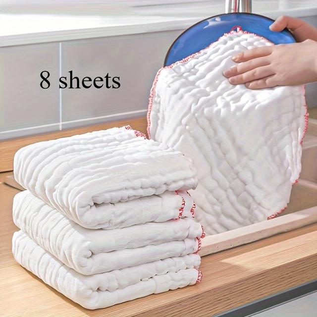 TEMU 8-pack Oil Kitchen Towels, Durable Cotton Mesh Cloths, Efficient Cleaning, Reusable Cleaning Rags For Home, Kitchen, Bathroom, Car, Floor, Knitted Fabric